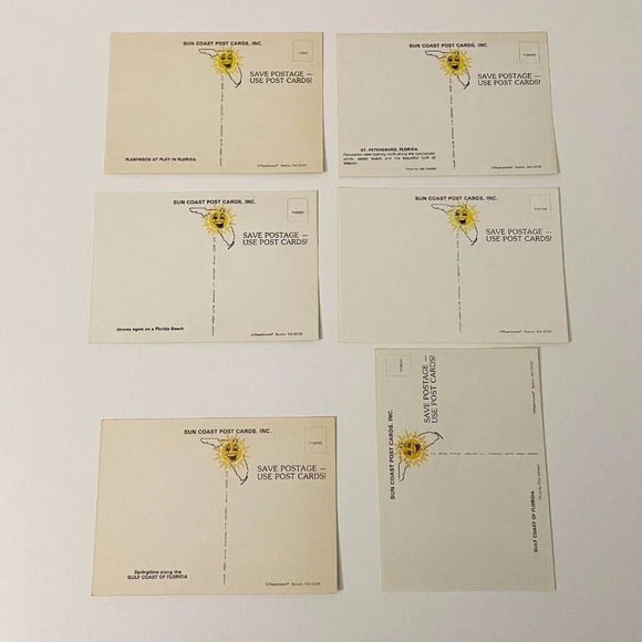 Vintage Lot of 6 Sun Coast Post Cards Florida St Petersburg Flamingos Beach - Picture 2 of 16